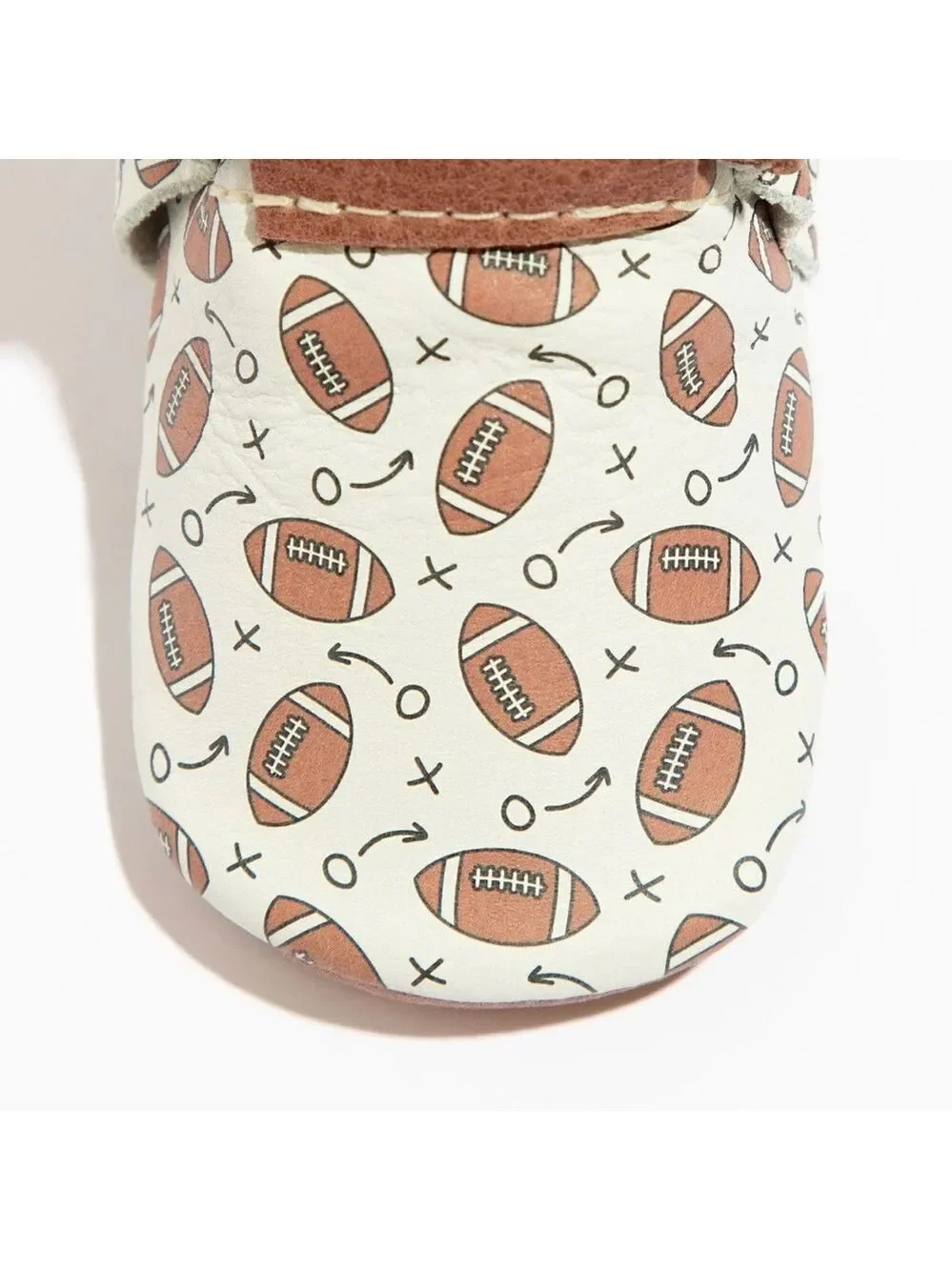 Freshly Picked Brown‎ and White Football Print Baby Shoes Size 3 NEVER WORN